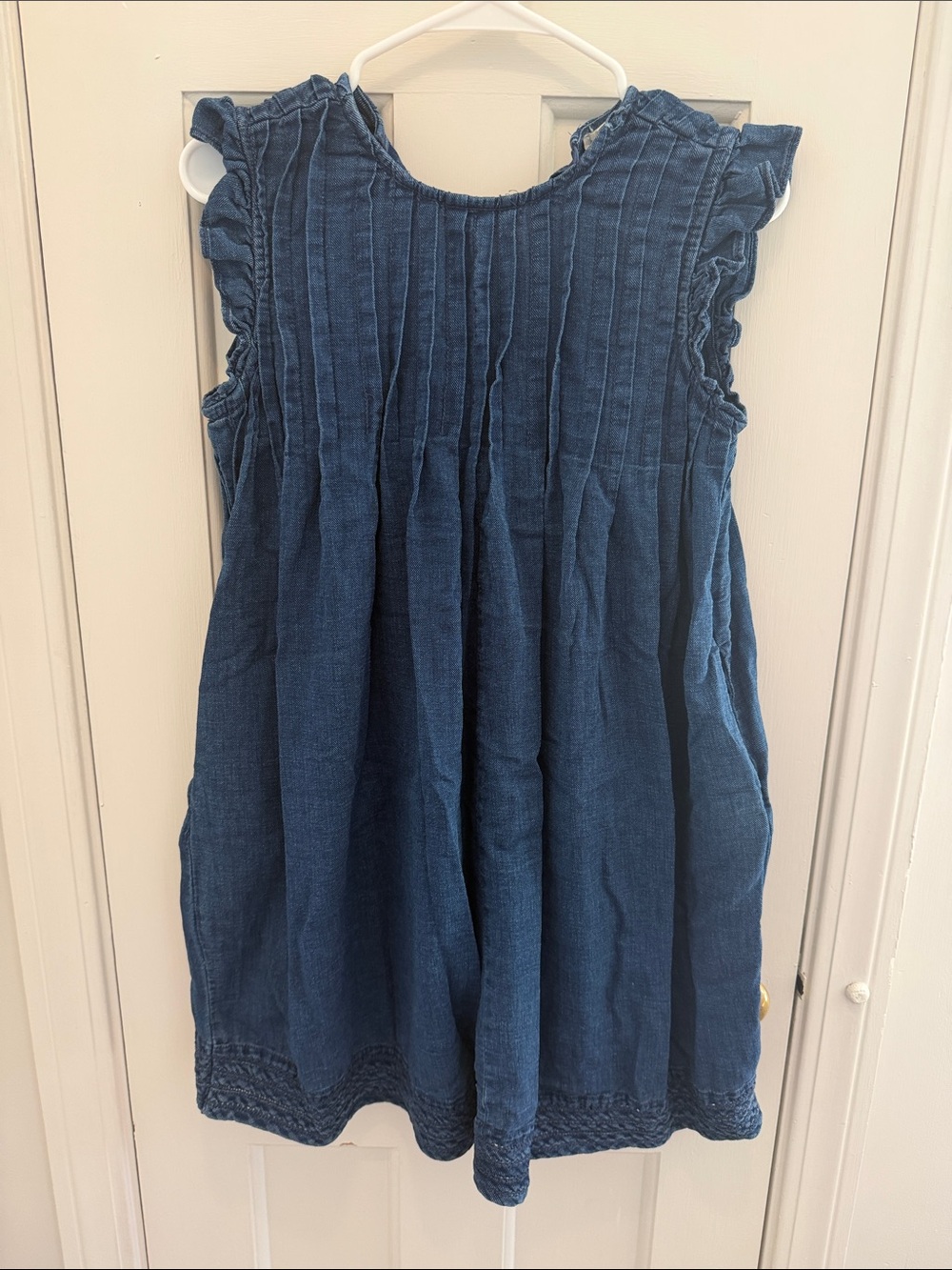 Anthropologie Pilcro Navy Blue Pintuck Ruffle Mini Dress